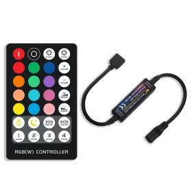 Controlador RGB negro RF, 5V, 12V, 24V, AMPUL.eu