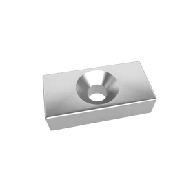 Neodímium mágnes 4mm-es lyukkal, 20x10x5mm, N35, AMPUL.eu