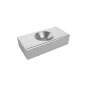 Neodym-Magnet 20x10x5mm, 4mm Bohrung, N35, chrom-nickel