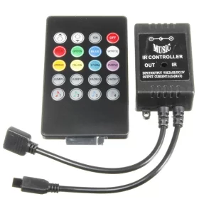 Contrôleur IR RGB 12V, 6A - contrôle du son, 24 boutons