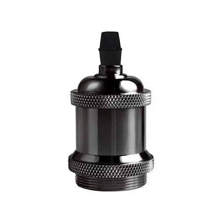Retro E27 Socket in Black Chrome Finish