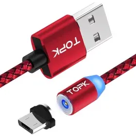 Magnetic cable for MicroUSB, red, 1m, AMPUL.eu