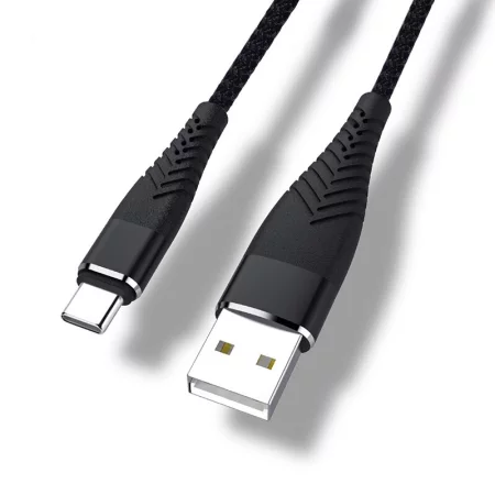 Câble de charge et de données, Type-C, noir, 20cm, AMPUL.eu