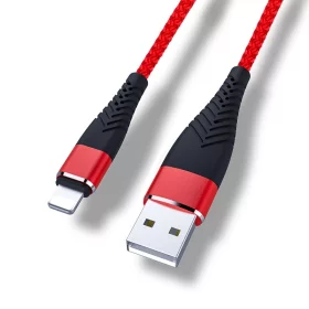 Opladnings- og datakabel, Apple Lightning, rød, 20 cm, AMPUL.eu