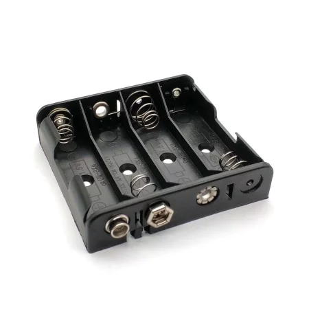 Plochý bateriový box pro 4 kusy AA baterií, 6V s 9V paticí