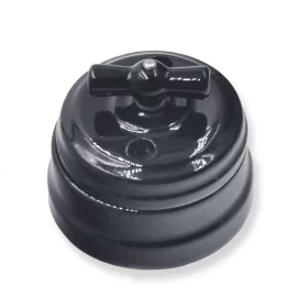 Comutator rotativ ceramic retro, negru, AMPUL.eu