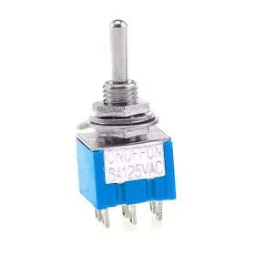 Mini interruttore a leva MTS-203, ON-OFF-ON, a 6 pin, AMPUL.eu