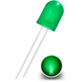 Diodă LED 10mm, verde difuză, AMPUL.eu