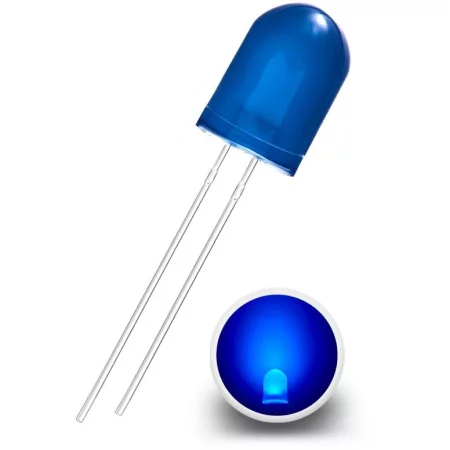 LED dióda 10mm, kék diffúz, AMPUL.eu