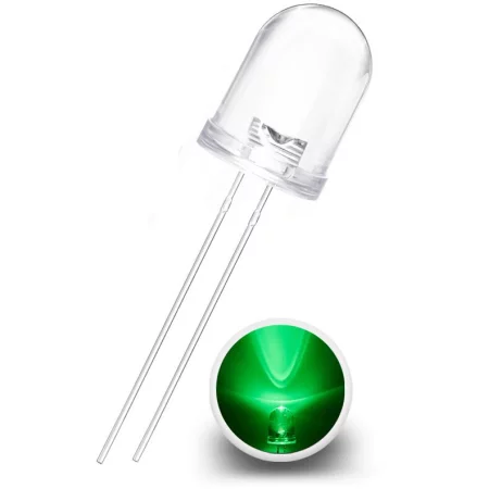 Diodă LED 10mm, verde, AMPUL.eu