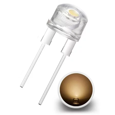 Diodo LED 8 mm, bianco caldo, 0,5 W, 10000mcd/140°, 41lm