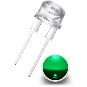 LED-diodi 8mm, vihreä, 0.5W, 11000mcd/140°, 45lm, 45lm, AMPUL.eu
