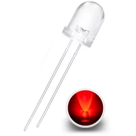 LED dioda 8 mm, rdeča, AMPUL.eu