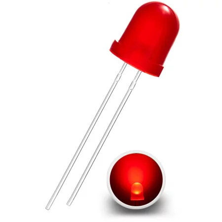 LED-diodi 8mm, punainen diffuusi, AMPUL.eu