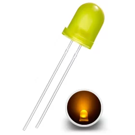 LED-diodi 8mm, keltainen diffuusi, AMPUL.eu