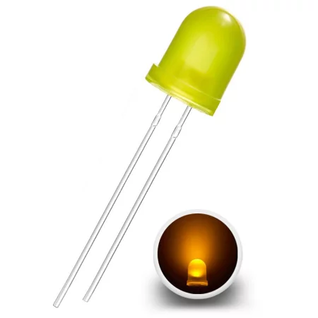 LED dioda 8 mm, žuta difuzna, AMPUL.eu