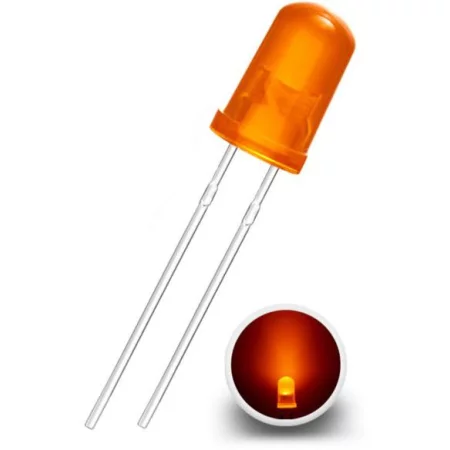LED Diode 5mm, Orange diffus, AMPUL.eu