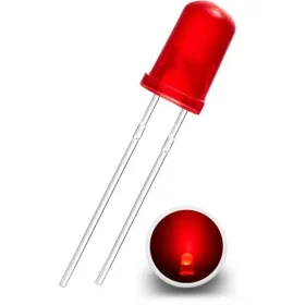Diodă LED 5mm, roșu difuzat, AMPUL.eu