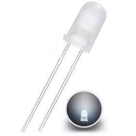LED dioda 5 mm, bela razpršena, AMPUL.eu