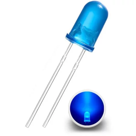 Diodă LED 5mm, albastru difuzat, AMPUL.eu