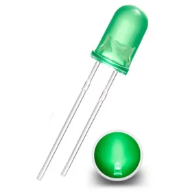 Dioda LED 5mm, zielony dyfuzor, AMPUL.eu