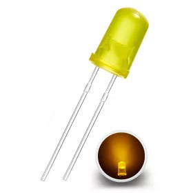 Diodă LED 5mm, galben difuză, AMPUL.eu