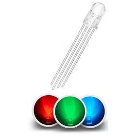 Diodă LED de 5 mm transparentă, RGB, catod comun, AMPUL.eu