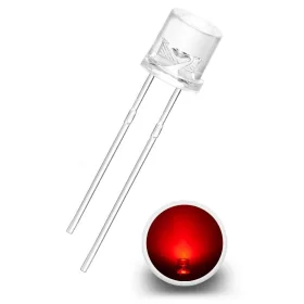 Flat face LED 5mm clear, Red, AMPUL.eu