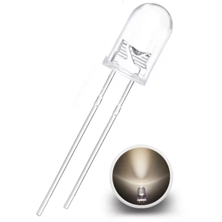 LED dioda 5 mm, topla bela, super svetla, 30000 mcd