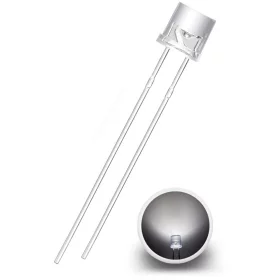 LED transparente blanche 5mm, plate, super lumineuse