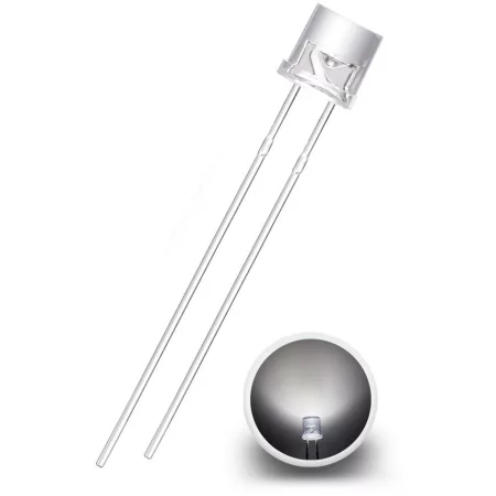 LED transparente blanche 5mm, plate, super lumineuse