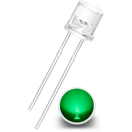LED à face plate 5mm transparente verte superlumineuse