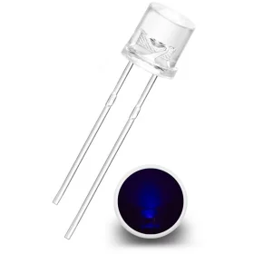 LED dioda s ravnim licem 5 mm prozirna, UV ljubičasta, AMPUL.eu