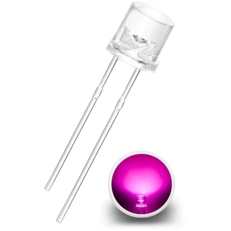 LED 5mm transparente rose, face plate - 2000 mcd