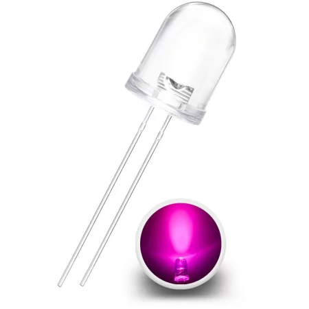 Diodă LED 10mm, roz, AMPUL.eu
