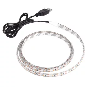 LED-nauha 3528, 5V USB:llä, lämmin valkoinen, 2 metriä.