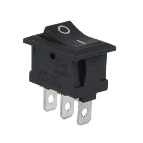 Rektangulär vippströmbrytare KCD1-102, svart 250V/6A, AMPUL.eu