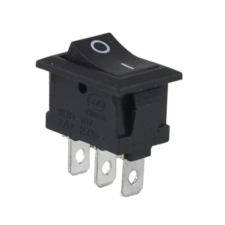 Rektangulär vippströmbrytare KCD1-102, svart 250V/6A, AMPUL.eu
