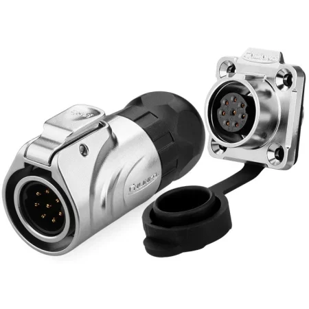 Conector industrial LP-16 macho a hembra, IP67, contactos dorados