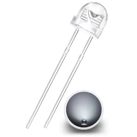 Diode LED 5mm, 120°, blanche, AMPUL.eu