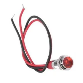 LED kontrolka kovová 12V/24V, pre priemer otvoru 6mm, červená