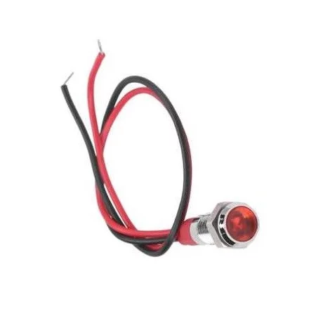LED-indikator i metall 12V/24V, för håldiameter 6mm, röd