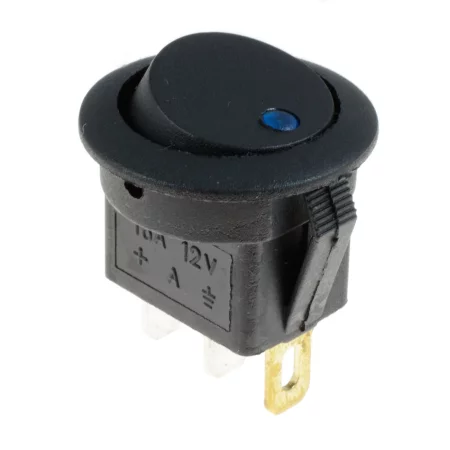 Rund vaggomkopplare 12V med LED-punkt och flera färgalternativ