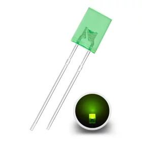 LED prostokątny 2x5x7mm, zielony dyfuzor, AMPUL.eu