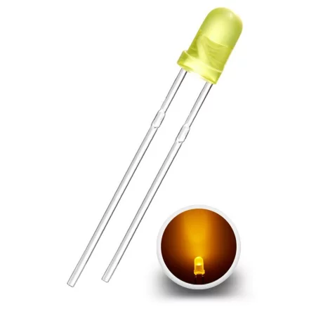 LED dioda 3 mm, žuta difuzna, AMPUL.eu