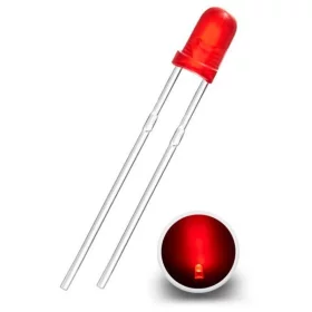 Dioda LED 3mm, czerwony dyfuzor, AMPUL.eu