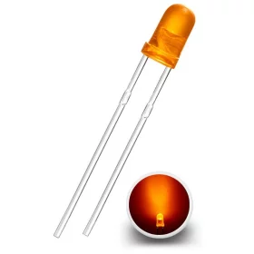 Diodo LED 3 mm, arancione diffuso, AMPUL.eu