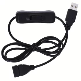 Kabel przedłużający USB 2.0 z przełącznikiem, 1m, czarny