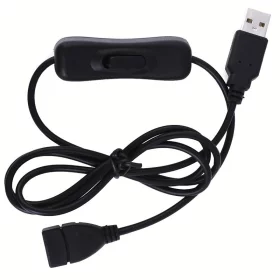 Przewód przedłużający USB 2.0 z włącznikiem/wyłącznikiem, 1m, czarny, AMPUL.eu