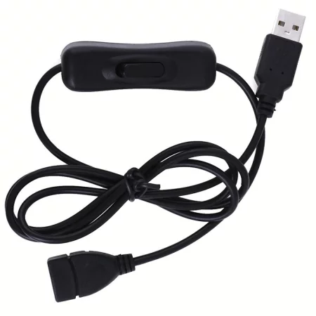 USB 2.0 kábel ki-/bekapcsológombbal, 1m, fekete